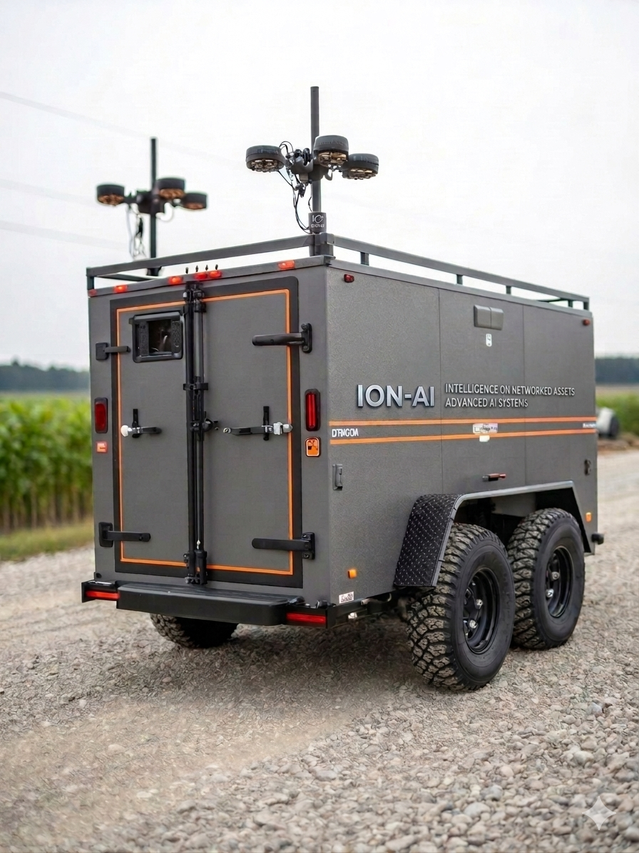 Mobile security camera trailer deployed on a construction site